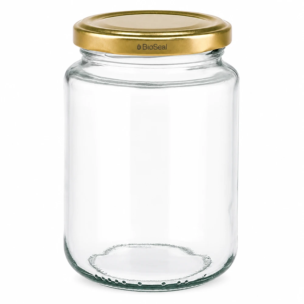 382ml Verre rond avec couvercle BioSeal or UNiTWIST UNiTWIST Runda382 bocal avec couvercle TO66 BioSeal doré, bocal en verre vide pour conservation et stockage