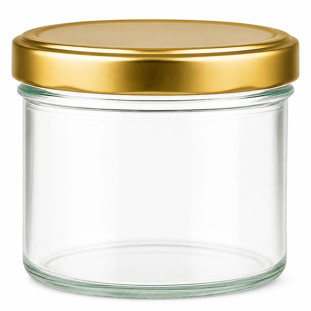 230ml Verre cylindrique avec couvercle BasicSeal or UNiTWIST 230ml bocal cylindrique avec couvercle doré BasicSeal vide transparent bocal à conserves rond