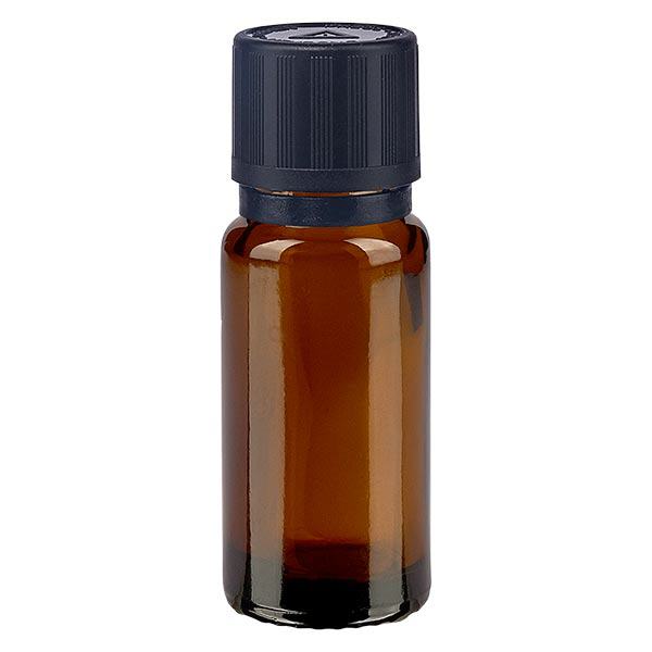Flacon 10 ml brun avec bouchon compte-gouttes noir, sécurité Flacon 10 ml brun avec bouchon compte-gouttes noir, sécurité