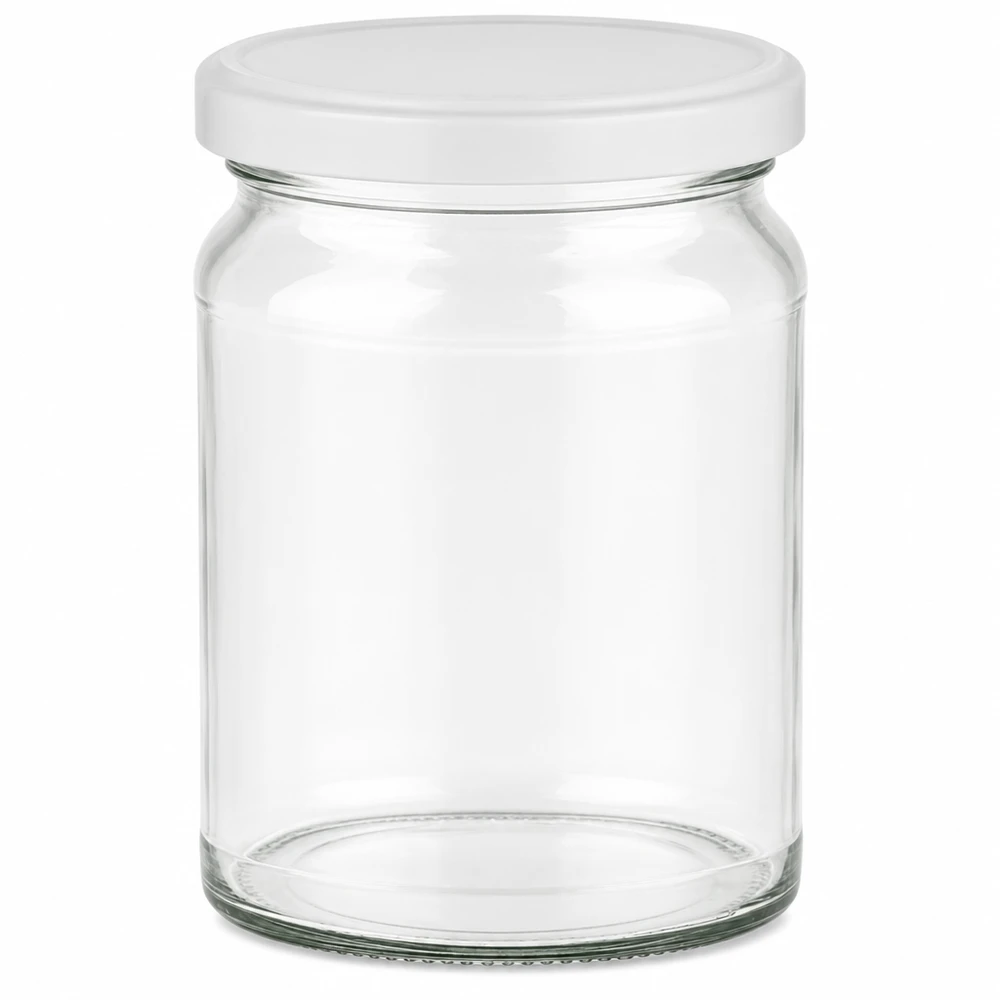 Bocal rond de 205ml avec couvercle blanc BasicSeal UNiTWIST - bocal transparent vide pour la conservation