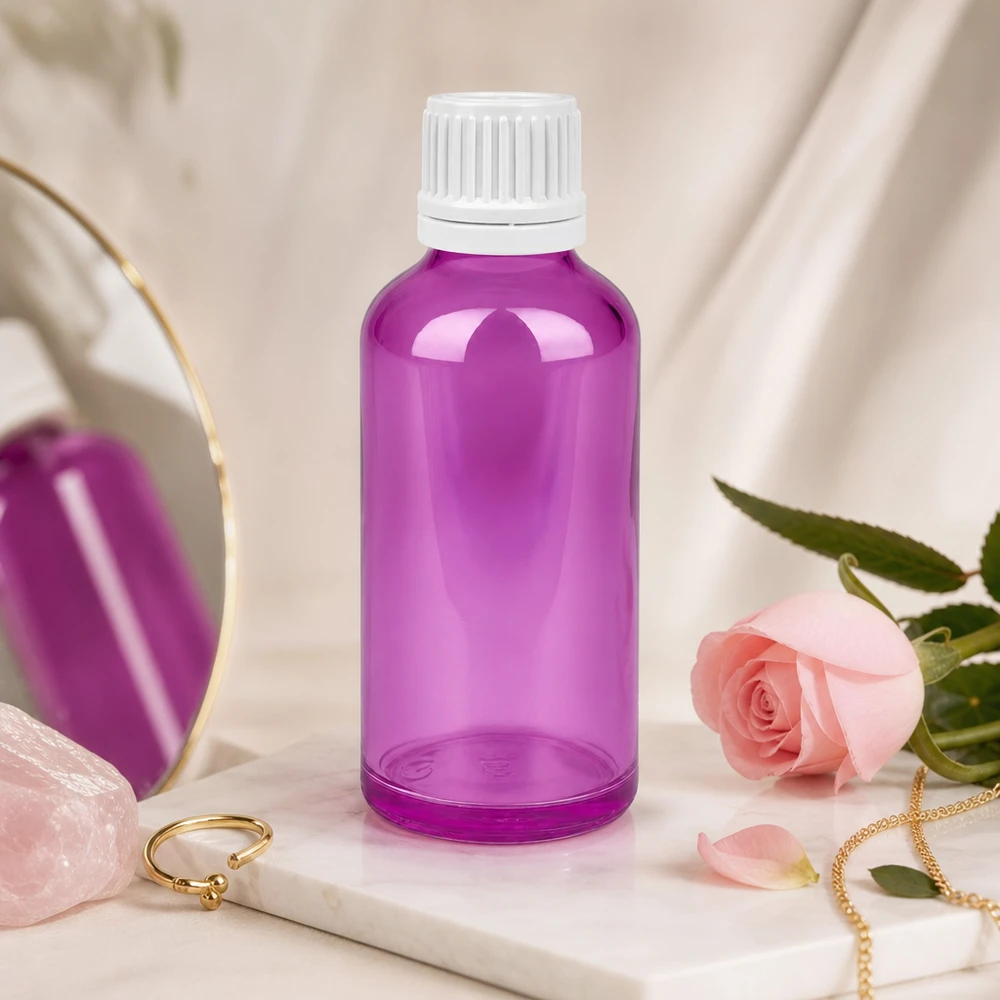 Flacon 50ml bouchon à vis 11mm blanc Originalité Bouchon à vis PurpleLine UT18/50 Flacon de pharmacie professionnel de 50 ml en verre violet avec bouchon original sécurisé