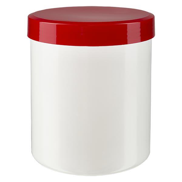 Pot à onguent blanc 200 g avec couvercle rouge (PP) Pot à onguent blanc 200 g avec couvercle rouge (PP)