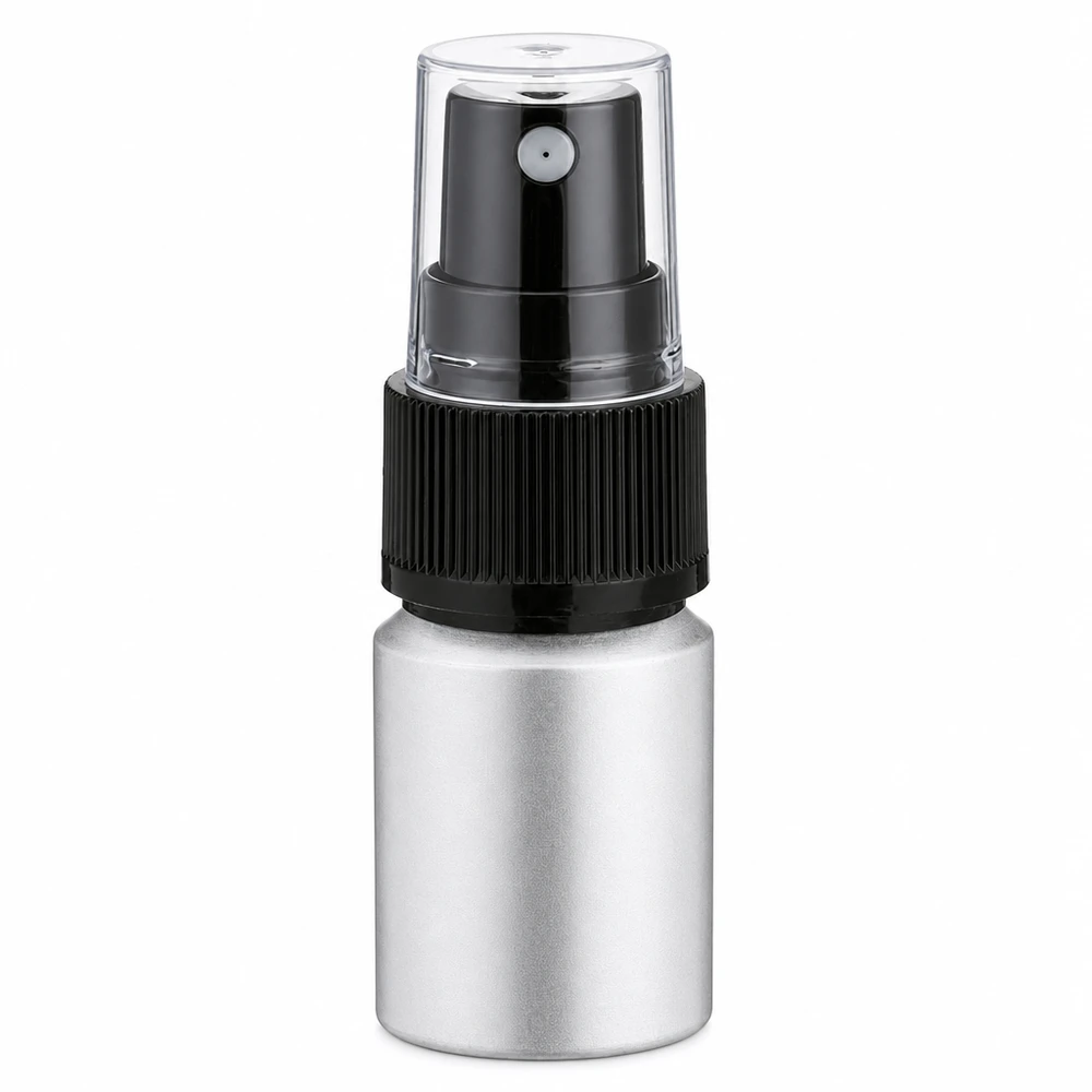 Bouteille en aluminium teinté 10 ml, avec vaporisateur à pompe noir Bouteille de parfum compacte de 10 ml en aluminium avec tête de pulvérisation fine
