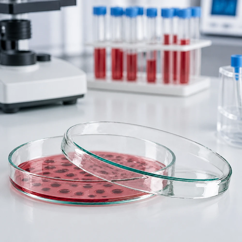 Boîte de Pétri en verre borosilicaté, 100 mm, résistante à la chaleur, stérilisable, pour la culture cellulaire et la microbiologie