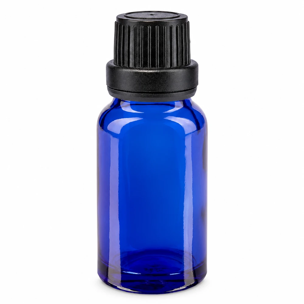 Flacon de pharmacie bleu 10ml bouchon inviolable blanc 2mm bouchon inviolabilité Petit flacon compte-gouttes bleu de 10 ml avec bouchon à vis à l'épreuve des enfants, en verre borosilicaté de haute qualité