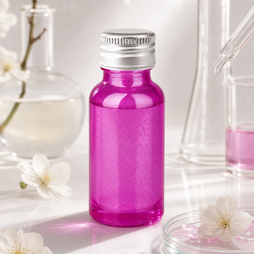 Flacon 20ml bouchon à vis 11mm alu-argent standard PurpleLine.UT18/20 Bouteille en verre Purple de 20 ml avec protection UV et bouchon en aluminium argenté pour les substances sensibles à la lumière