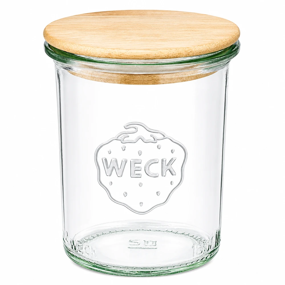 160ml bocal conique WECK RR60 avec couvercle en bois WECK Pot renversé 160ml RR60 avec couvercle en bambou Pot à conserves avec couvercle en bois pour la cuisine et les provisions