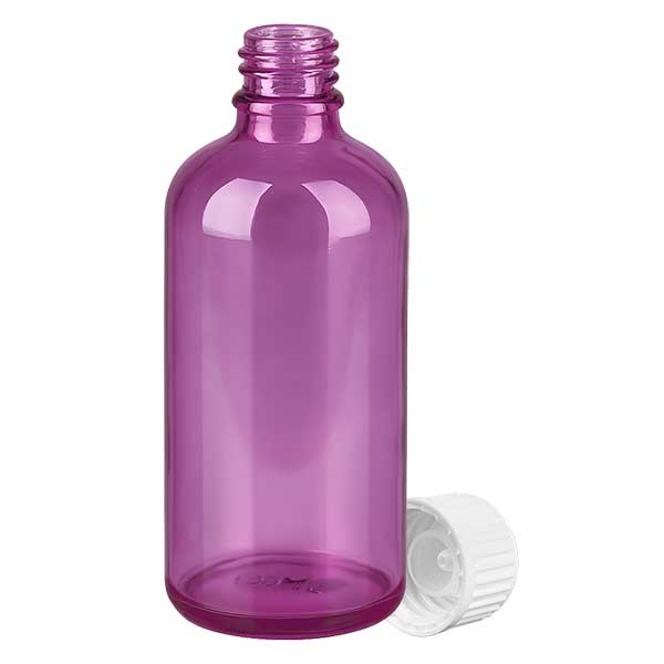 Flacon 100ml (globules) 3mm bague de coulée blanche standard PurpleLine. UT18/100
