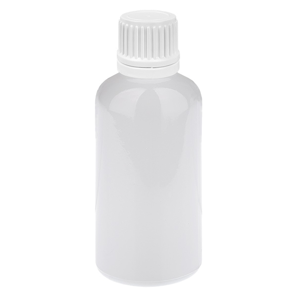 Flacon compte-gouttes de 50 ml, bouchon d'origine blanc 0,7 mm WhiteLine UT18/50 Flacon compte-gouttes de 50 ml, bouchon d'origine blanc 0,7 mm WhiteLine UT18/50