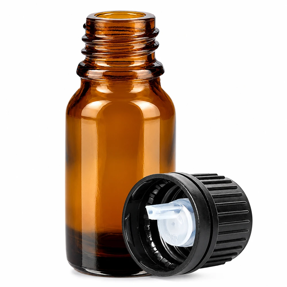 10ml flacon de gouttes. 1mm noir OV BrownLine UT18/10 Bouteille en verre de 10 ml de haute qualité de couleur ambre avec système d'égouttage intégré de 1 mm