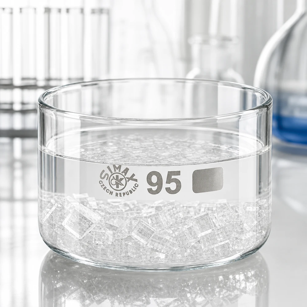 Coupelle de cristallisation 300 ml sans bec verseur Coupelle en verre transparent de laboratoire, diamètre 95 mm, remplie de gel de silice – usage en laboratoire