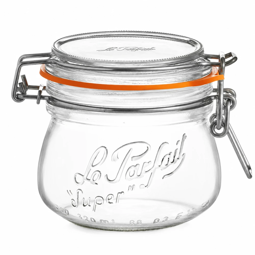 Bocal Le Parfait® 250 ml Ø70 mm conserve 250ml Le Parfait Super Pot de conservation avec fermeture à étrier et joint en caoutchouc en verre clair pour la cuisine