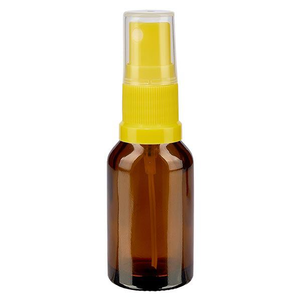 Flacon de pharmacie brun 15ml embout spray jaune