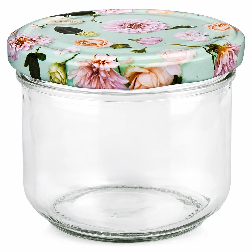 Tumbler de 260 ml + couvercle BasicSeal fleur menthe UNiTWIST Pot de 260ml avec couvercle BasicSeal menthe à fleurs, pot vide pour confitures et conserves