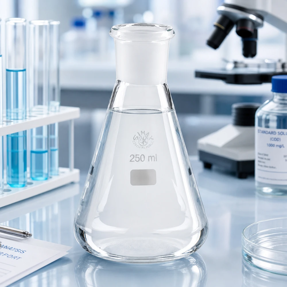 Erlenmeyer 250 ml col étroit, verre borosilicate avec rodage normalisé 29/32 Erlenmeyer 250 ml col étroit, verre borosilicate avec rodage normalisé 29/32