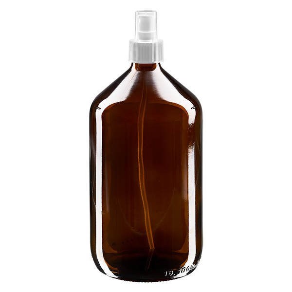 Flacon à médicaments Euro de 1000ml brun vaporisateur blanc