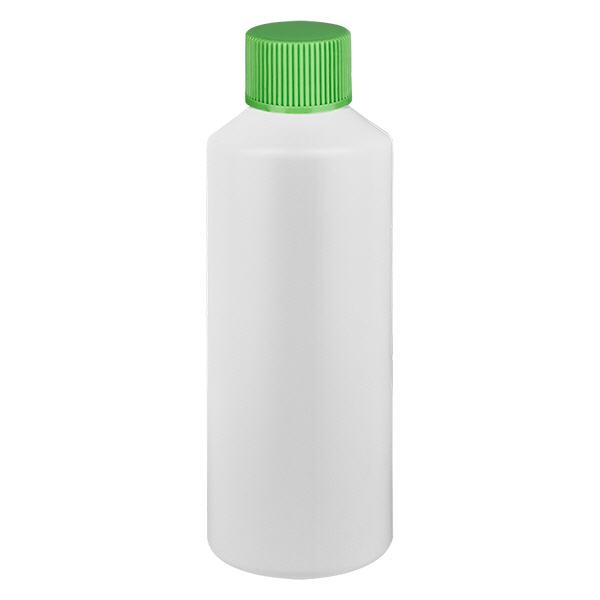 Flacon à pharmacie HDPE 100ml blanc avec bouchon vissable vert