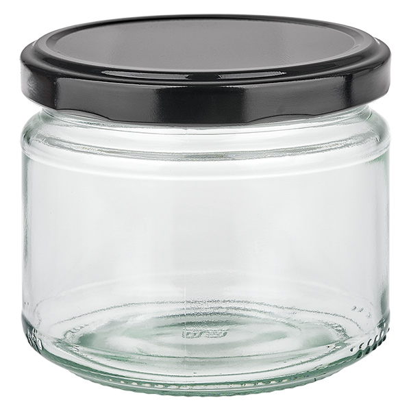 330ml Verre rond avec couvercle BasicSeal noir UNiTWIST