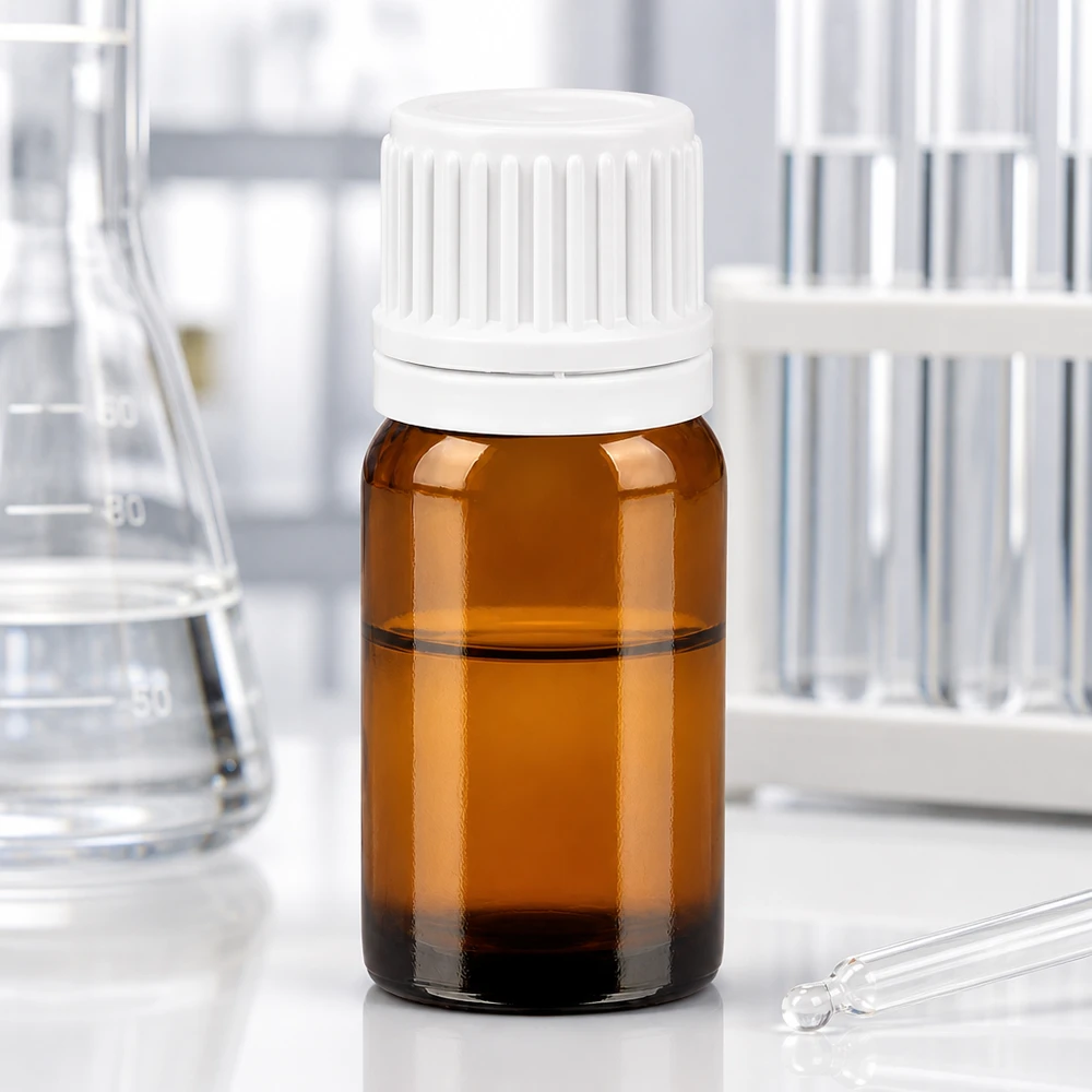 Flacon 5ml 11mm SV blanc OV BrownLine UT18/5 Flacon de laboratoire de 5ml en verre brun anti-UV avec bouchon à vis blanc pour la pharmacie