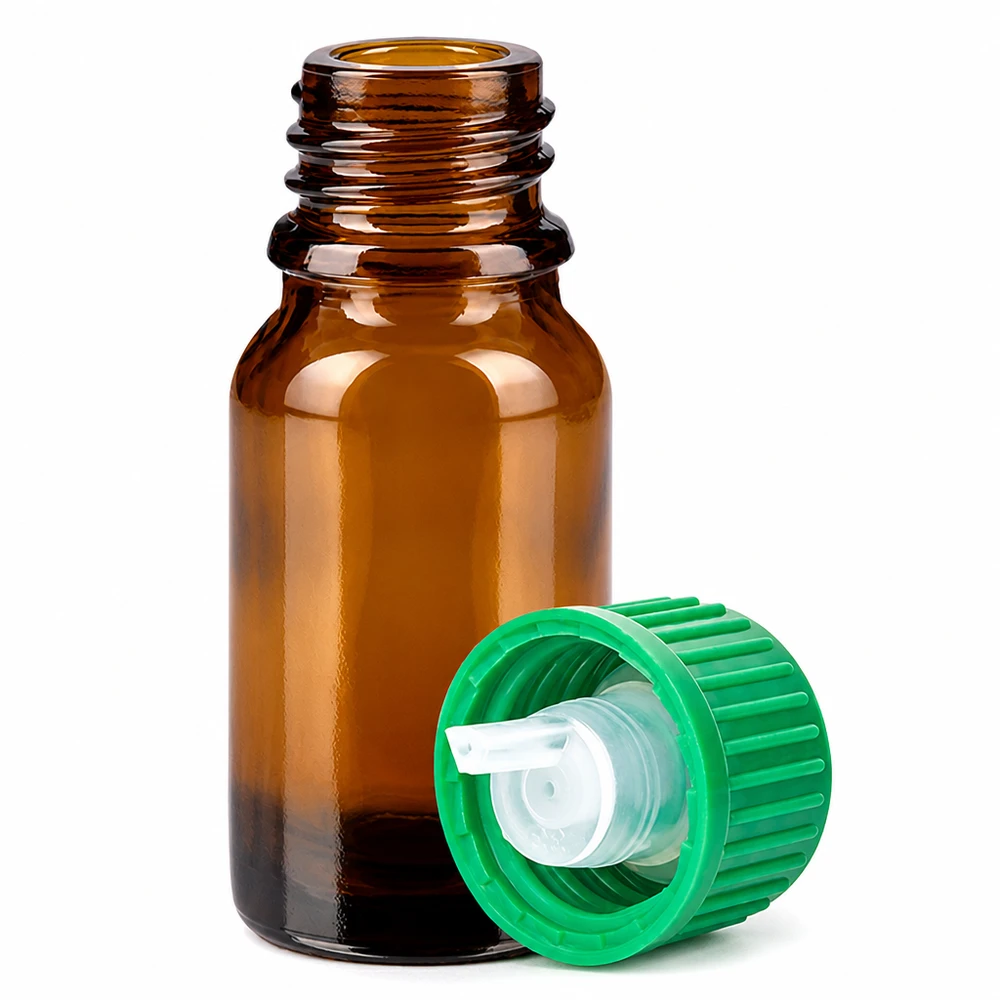 10ml Flacon compte-goutte 0.8mm vert STD BrownLine UT18/10 Flacon de pharmacie 10ml brun avec embout compte-gouttes pour applications médicales et cosmétiques