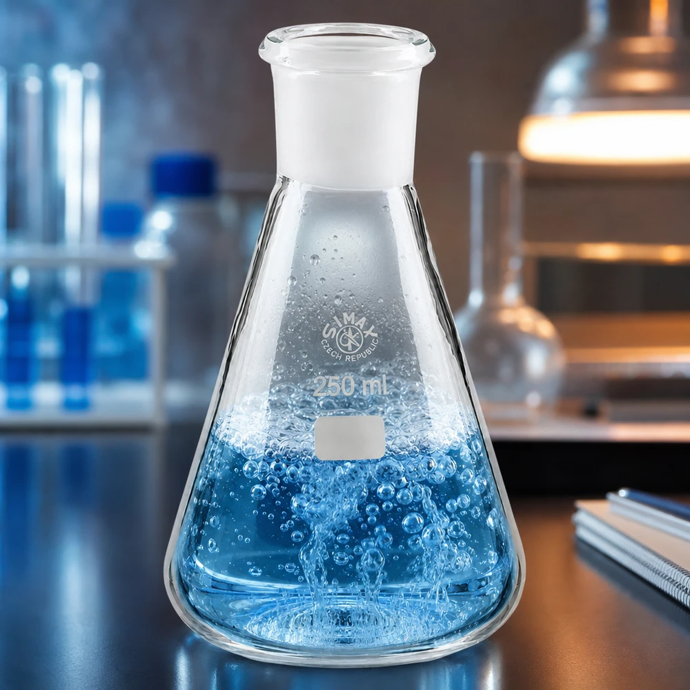 Erlenmeyer 250 ml col étroit, verre borosilicate avec rodage normalisé 29/32 Erlenmeyer 250 ml col étroit, verre borosilicate avec rodage normalisé 29/32