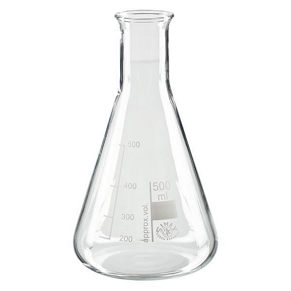 Erlenmeyer 500ml col large, verre borosilicate
