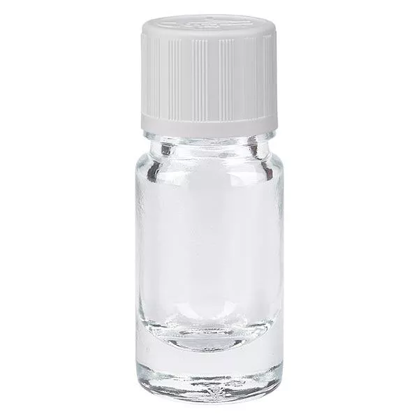 Flacon de pharmacie transparent 5ml bouchon à vis blanc sécurité enfant standard Flacon de pharmacie transparent 5ml bouchon à vis blanc sécurité enfant standard