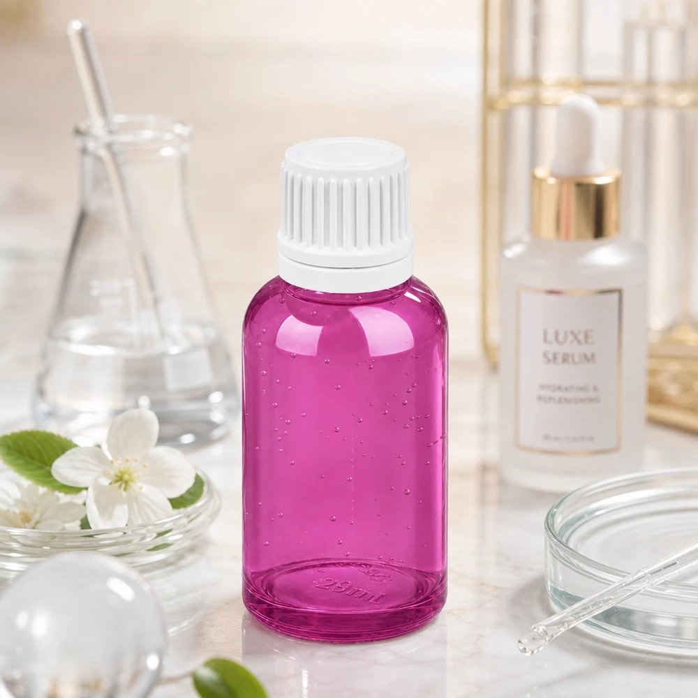 Flacon compte-gouttes 30ml violet OV Design avec ouverture goutte à goutte 0.7mm pour sérums et teintures