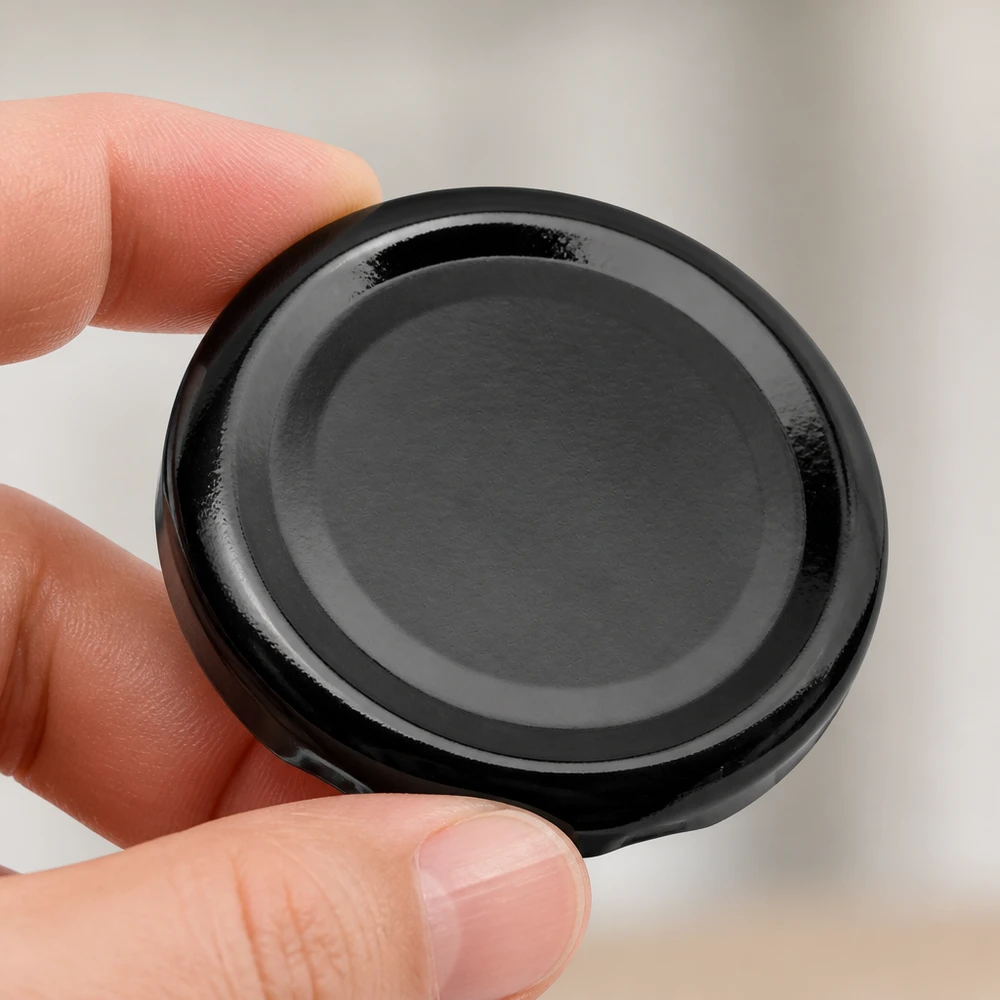 Bouchon à vis noir compact TO48 48 mm UNiTWIST BasicSeal – Comparaison des tailles (à la main)