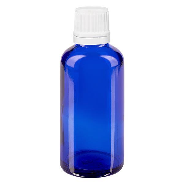 Flacon à pharmacie bleu 50ml bouchon inviolable 1.2mm blanc bouchon d'inviolabilité Flacon à pharmacie bleu 50ml bouchon inviolable 1.2mm blanc bouchon d'inviolabilité