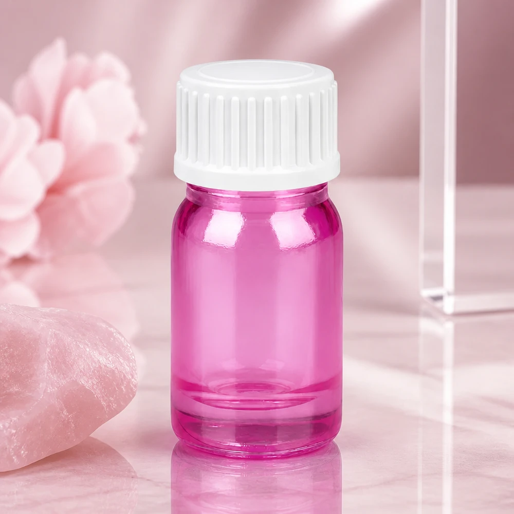 Flacon 5ml (globules) bague de coulée 3mm blanc standard PurpleLine UT18/5 Flacon en verre rose professionnel de 5ml avec bouchon étanche pour les applications de laboratoire et les échantillons