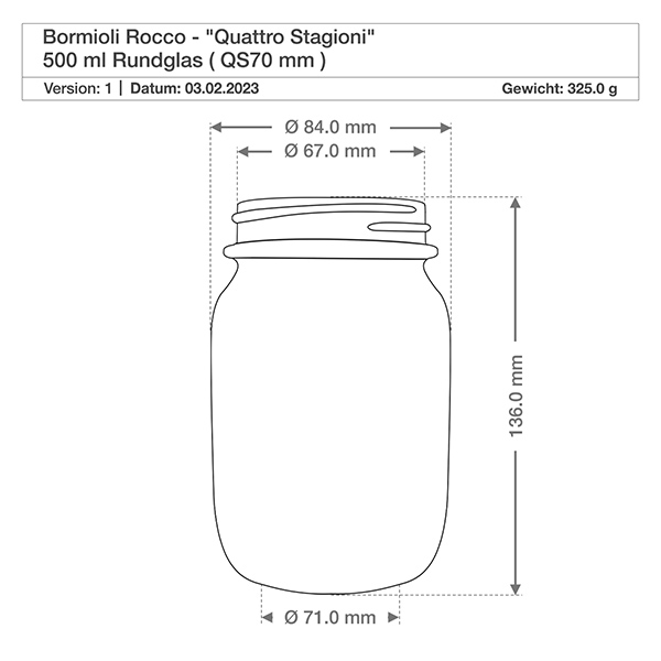 Verre rond 700ml « Quattro Stagioni » avec couvercle