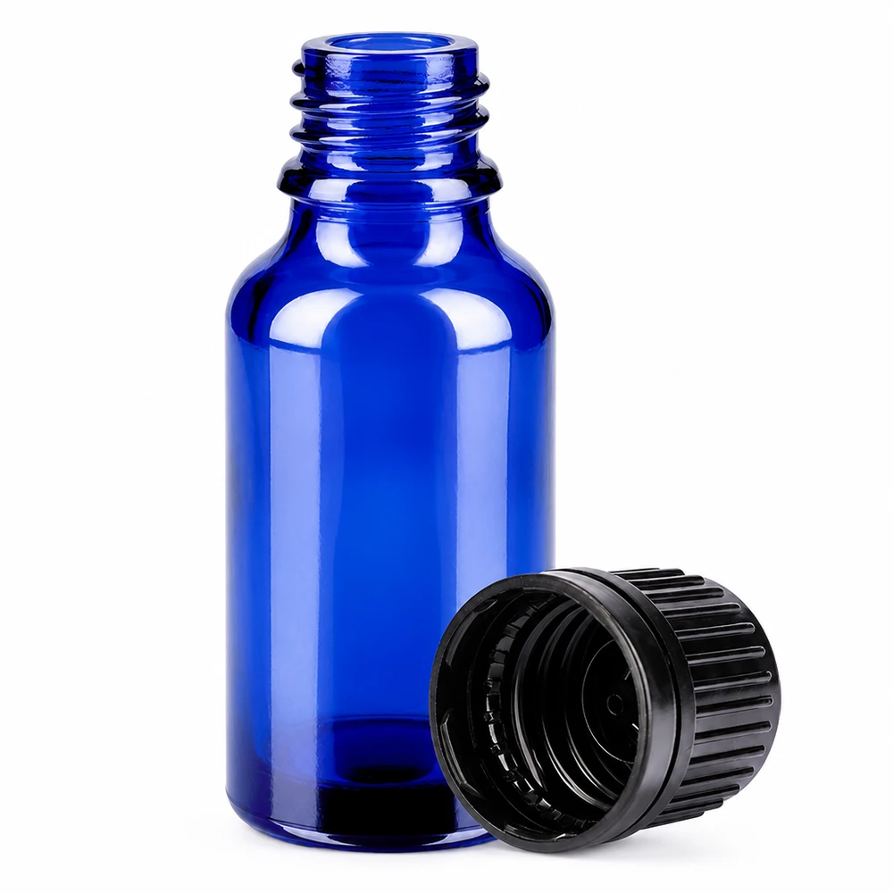 Flacon 20ml 11mm SV noir OV BlueLine UT18/20 Bouteille en verre de haute qualité de 20 ml avec couvercle noir pour une conservation sûre des liquides