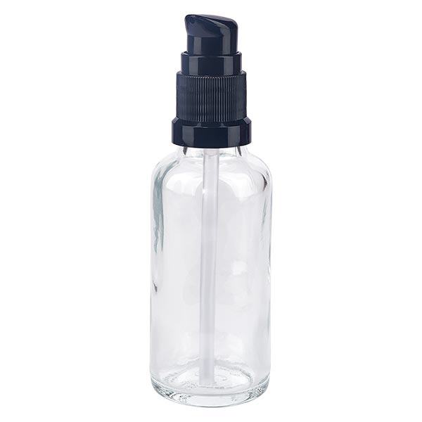Flacon de pharmacie transparent 30ml à pompe noir std Flacon de pharmacie transparent 30ml à pompe noir std