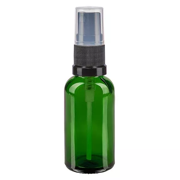Flacon à pharmacie vert 30ml embout vaporisateur noir Flacon à pharmacie vert 30ml embout vaporisateur noir