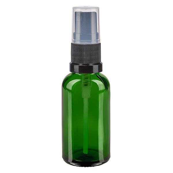Flacon à pharmacie vert 30ml embout vaporisateur noir
