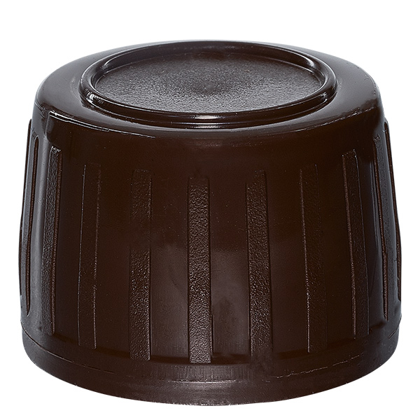 Bouchon à vis 28mm brun pour flacon médical avec bague d'inviolabilité