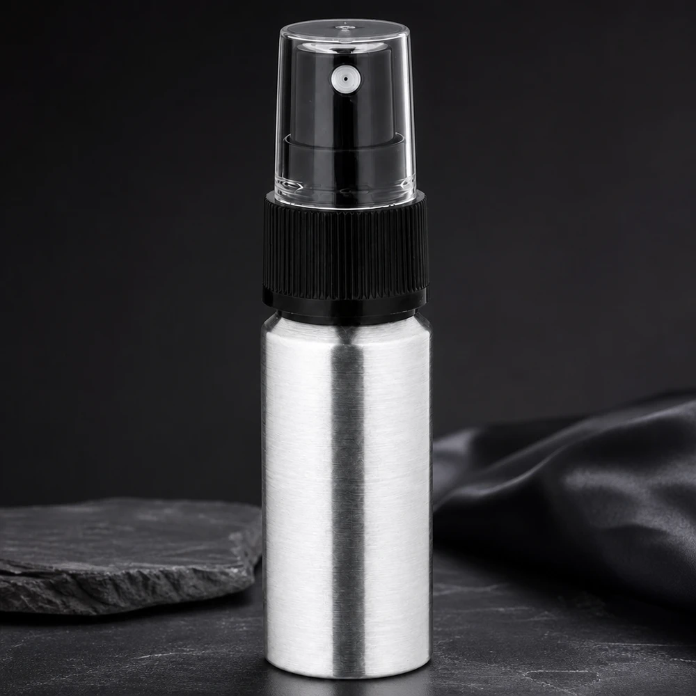 Bouteille en aluminium poncé 20 ml, avec vaporisateur à pompe noir Vaporisateur en aluminium de 20 ml avec une fine brume pour une répartition uniforme