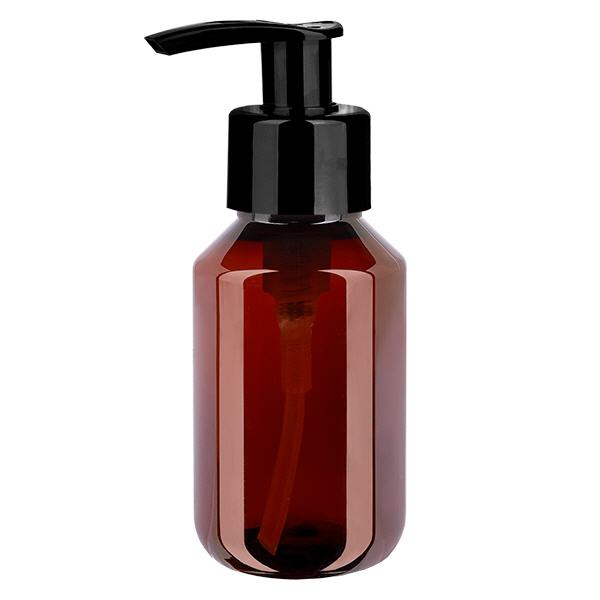 Flacon PET 100ml avec pompe distributrice noire Flacon PET 100ml avec pompe distributrice noire