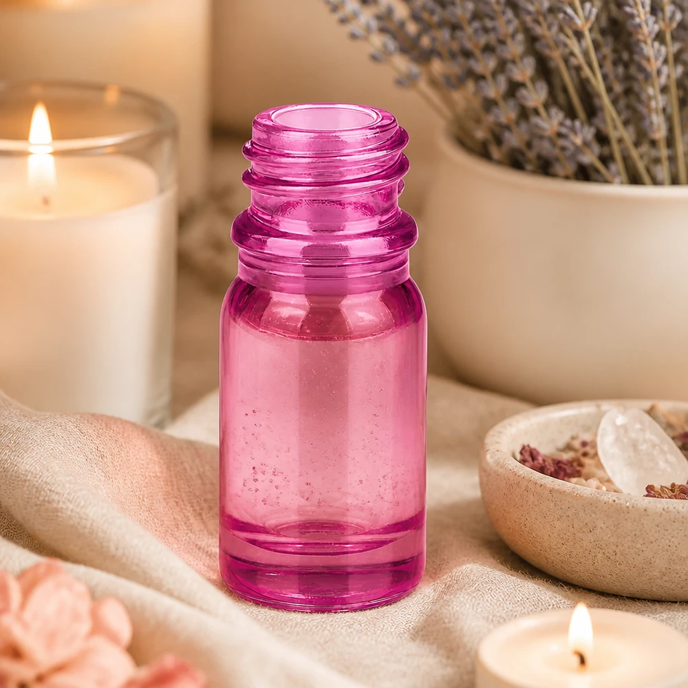Flacon de pharmacie 5ml PurpleLine UT18/5 UNiTWIST Flacon en verre ergonomique 5ml PurpleLine UT18/5 avec surface antidérapante aux tons chauds de baies
