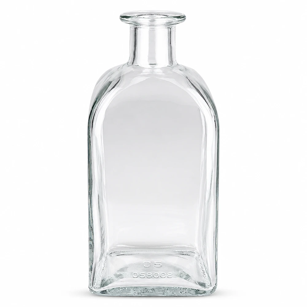 Flacon à pharmacie « Julia» 500 ml sans bouchon UNiTWIST® Bouteille en verre Julia 500ml sans bouchon UNiTWIST transparent rectangulaire avec col court pour spiritueux et huiles