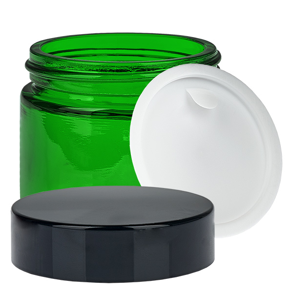Pot en verre 60ml vert avec couvercle à insérer UNiTWIST