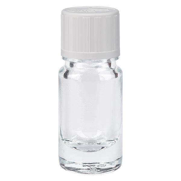 Flacon de pharmacie transparent 5ml bouchon compte-gouttes blanc sécurité enfant standard