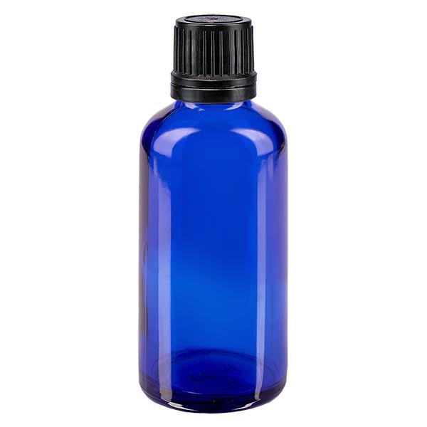 Flacon à pharmacie bleu 50ml bouchon inviolable 1mm noir bouchon d'inviolabilité Flacon à pharmacie bleu 50ml bouchon inviolable 1mm noir bouchon d'inviolabilité