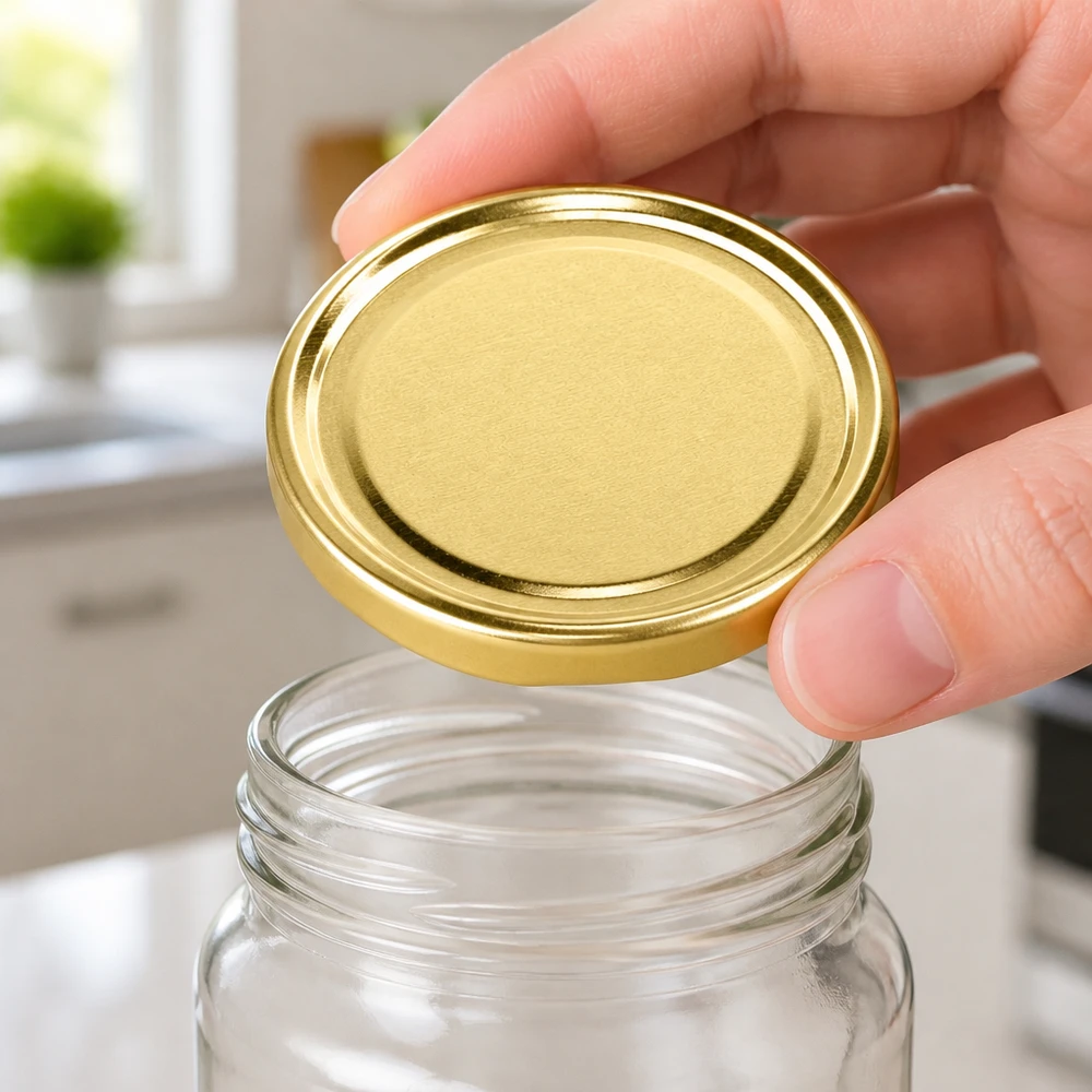 Couvercle BasicSeal 100 mm doré (TO100) UNiTWIST Couvercle Goldener TO100 de 100 mm, adapté aux bocaux à col large pour la mise en conserve et la conservation