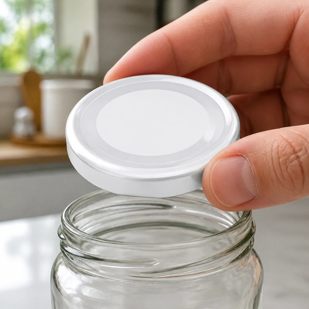 Couvercle BasicSeal 48 mm blanc (TO48) UNiTWIST Couvercle rond BasicSeal TO48 en métal blanc pour bocaux de conservation et bocaux Weck