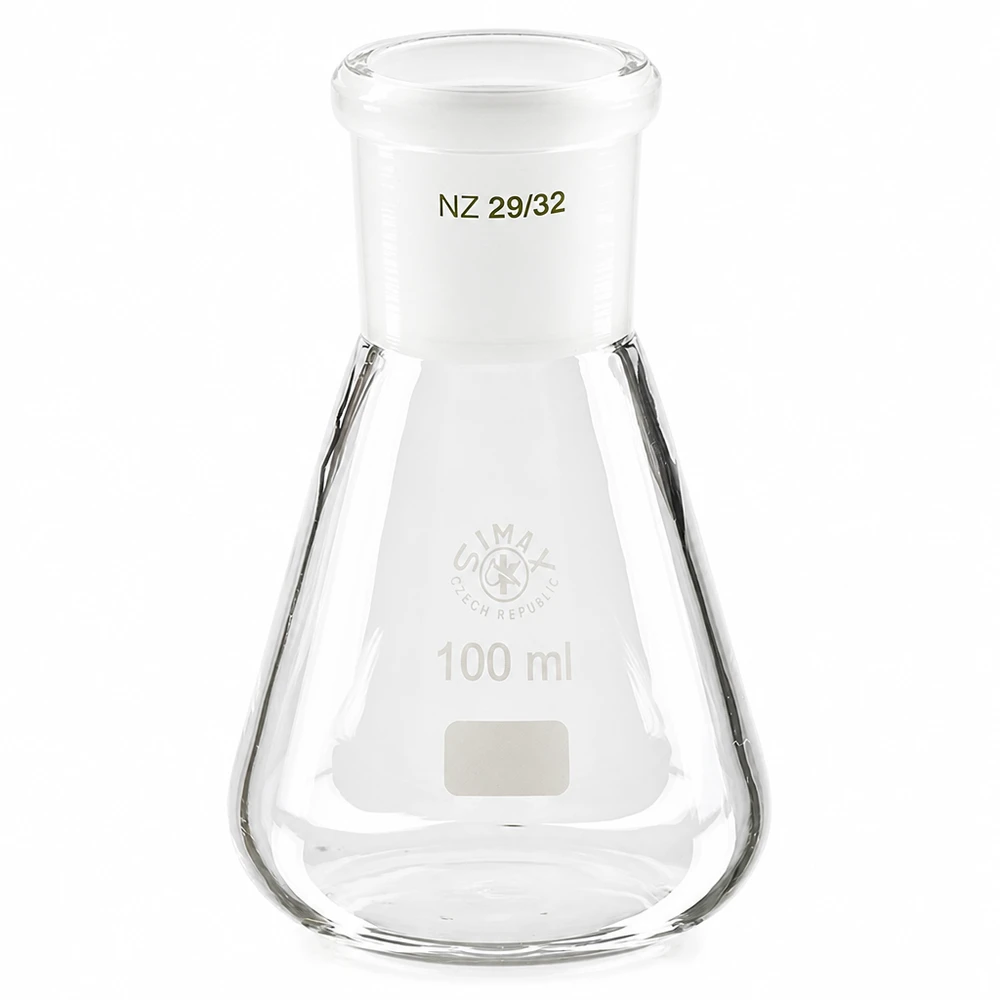 Erlenmeyer 100 ml col large, verre borosilicate avec rodage normalisé 29/32