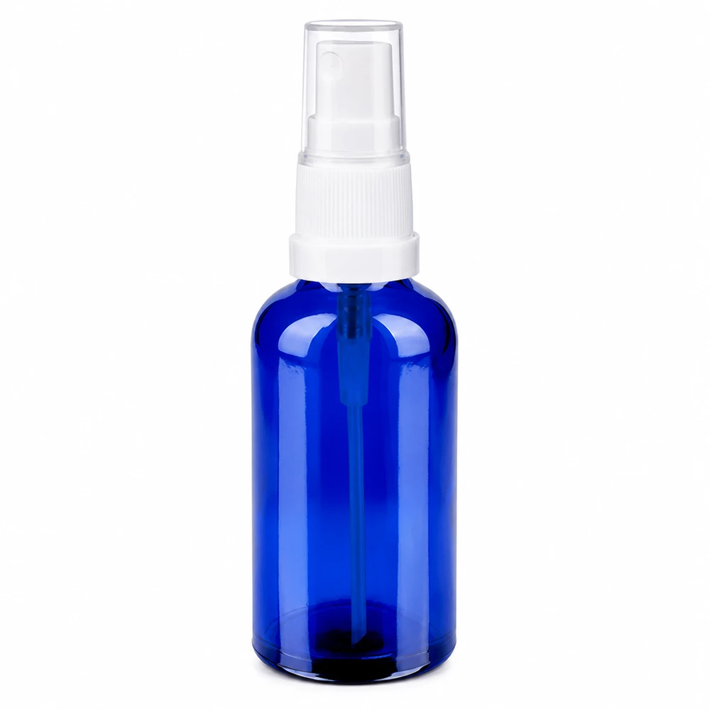 Vaporisateur 50ml blanc/tr. STD BlueLine UT18/50 Flacon en verre de haute qualité de 50 ml avec pulvérisateur à pompe blanc pour un dosage précis