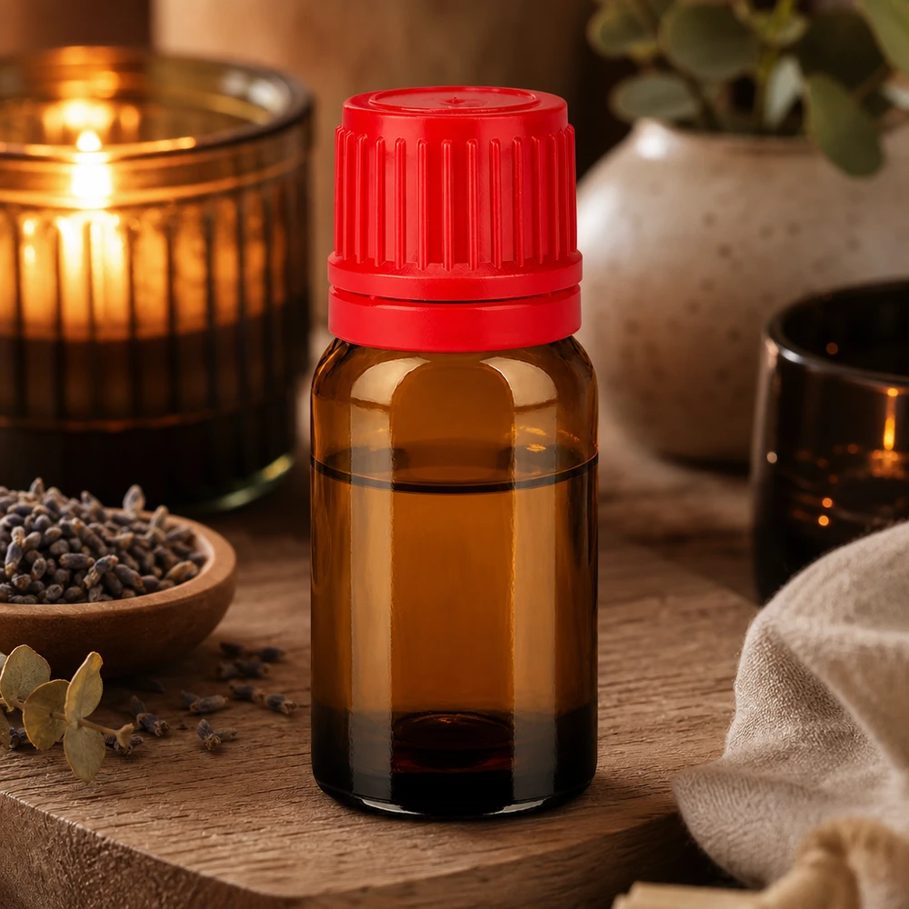 Flacon 10ml 11mm SV rouge OV BrownLine UT18/10 Bouteille professionnelle de 10ml avec bouchon original rouge pour les applications de laboratoire et d'aromathérapie