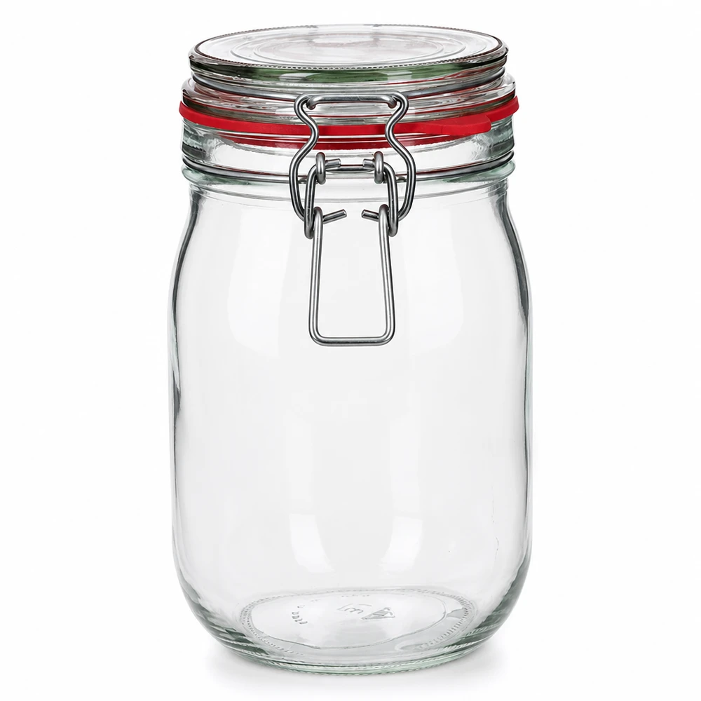 Bocal de conservation de 1 140 ml, type G, avec bouchon à clip UN.. Bocal à provisions de 1140 ml avec fermeture à étrier pratique pour la cuisine